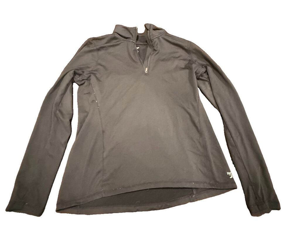 Reebok Womens Large Black Quarter Zip Performance Pullover Long Sleeve Top